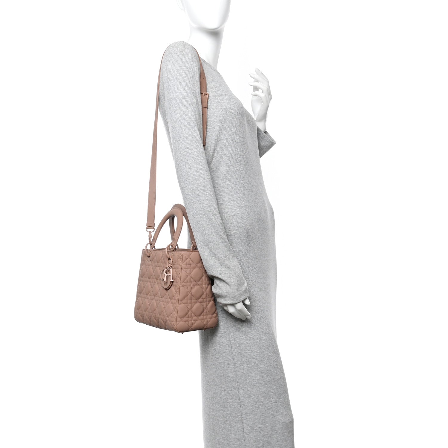Ultra Matte Calfskin Cannage Medium Lady Dior Beige