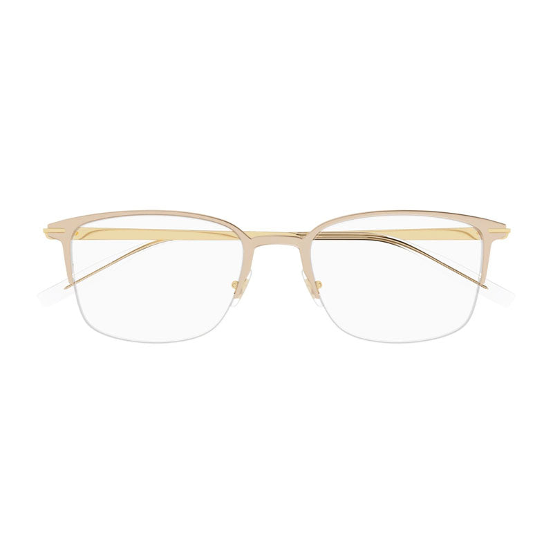 Montblanc Eyeglasses Rectangle Semi Rim, Black/Gold Frame and Clear Demo Lens Lens MB0234OK003