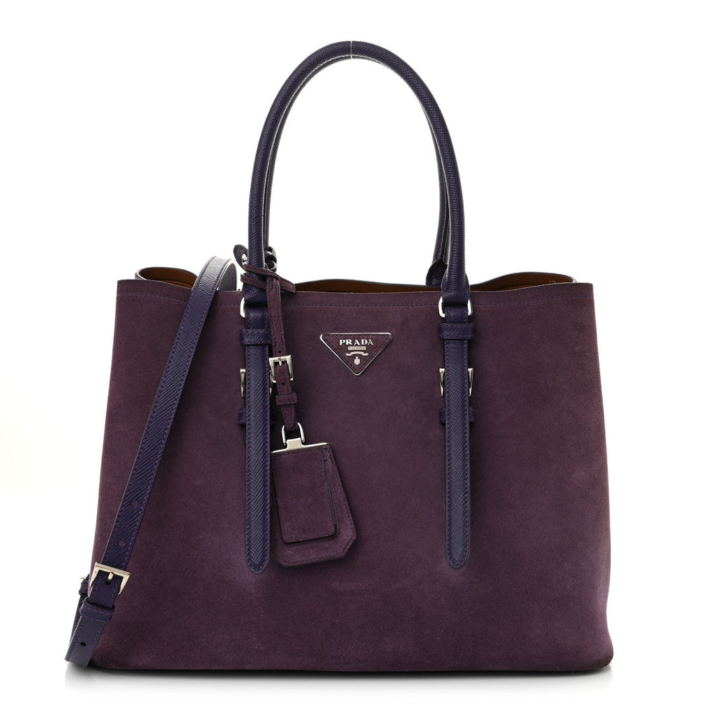 Scamosciato Suede Medium Double Handle Tote Uva Nocciolo