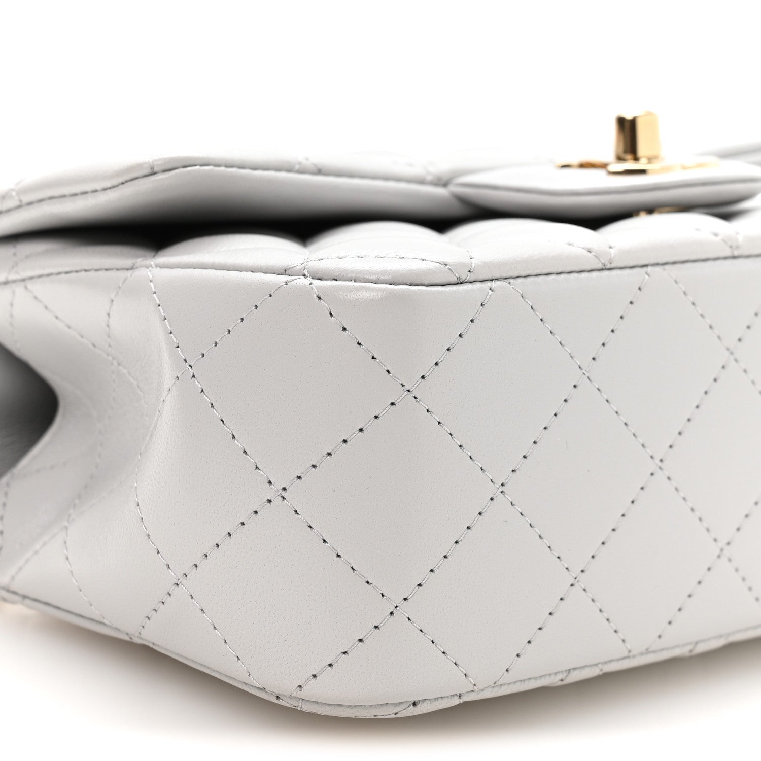 Lambskin Quilted Mini Top Handle Rectangular Flap Grey
