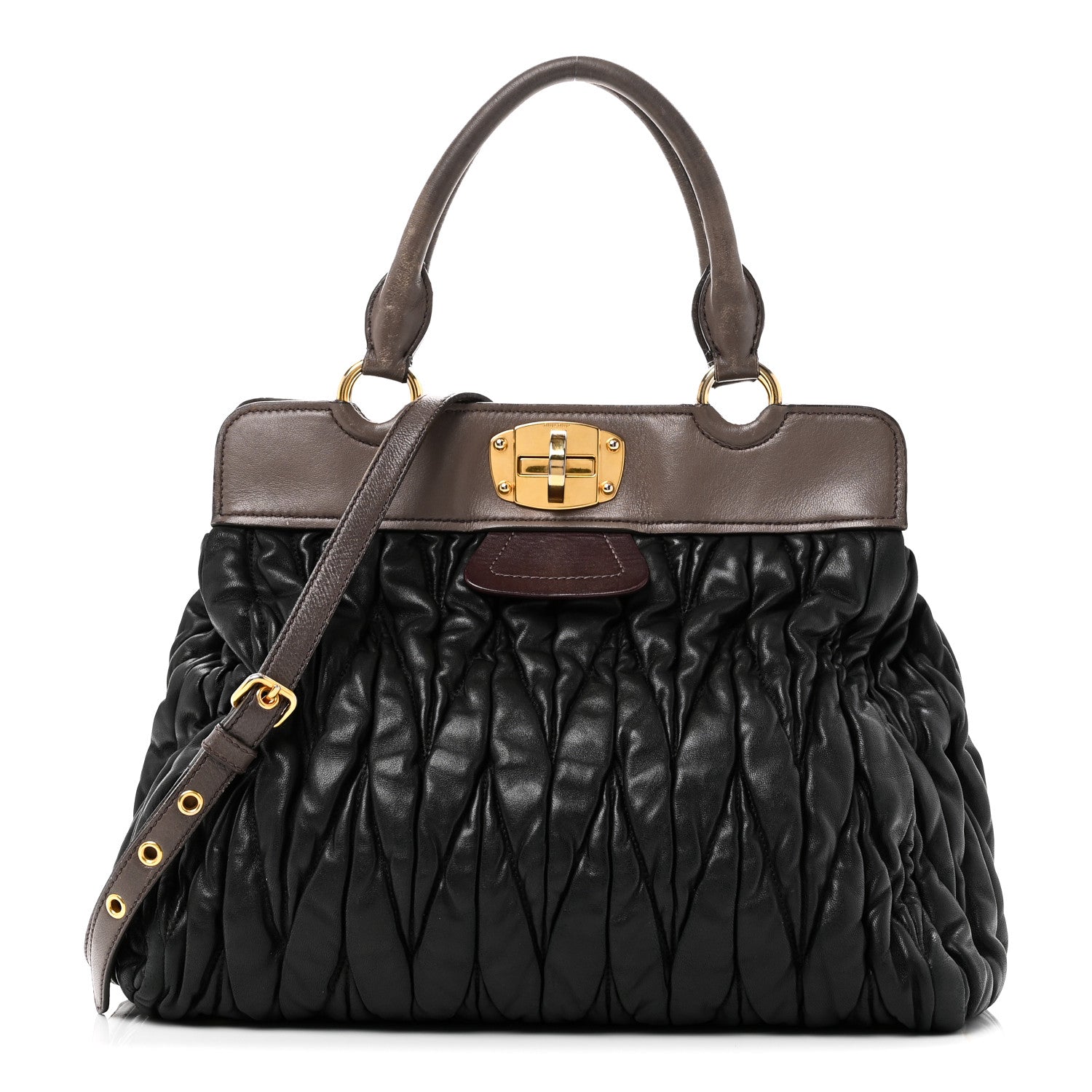 Nappa Matelasse Turnlock Hobo Black Brown