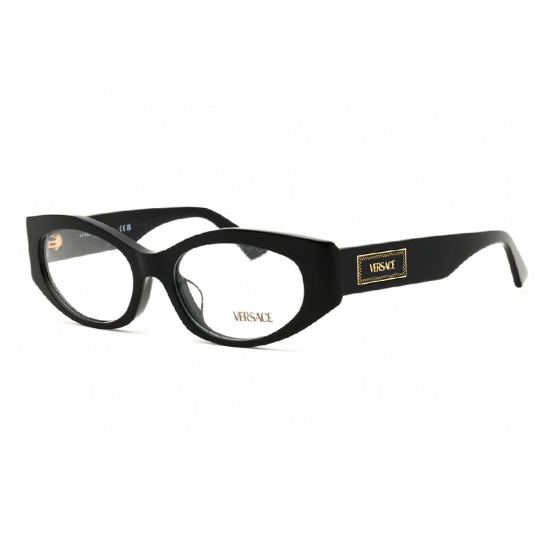 Versace Eyeglasses Oval Full Rim, Black Frame and Clear Demo Lenses Lens VE3369FGB1