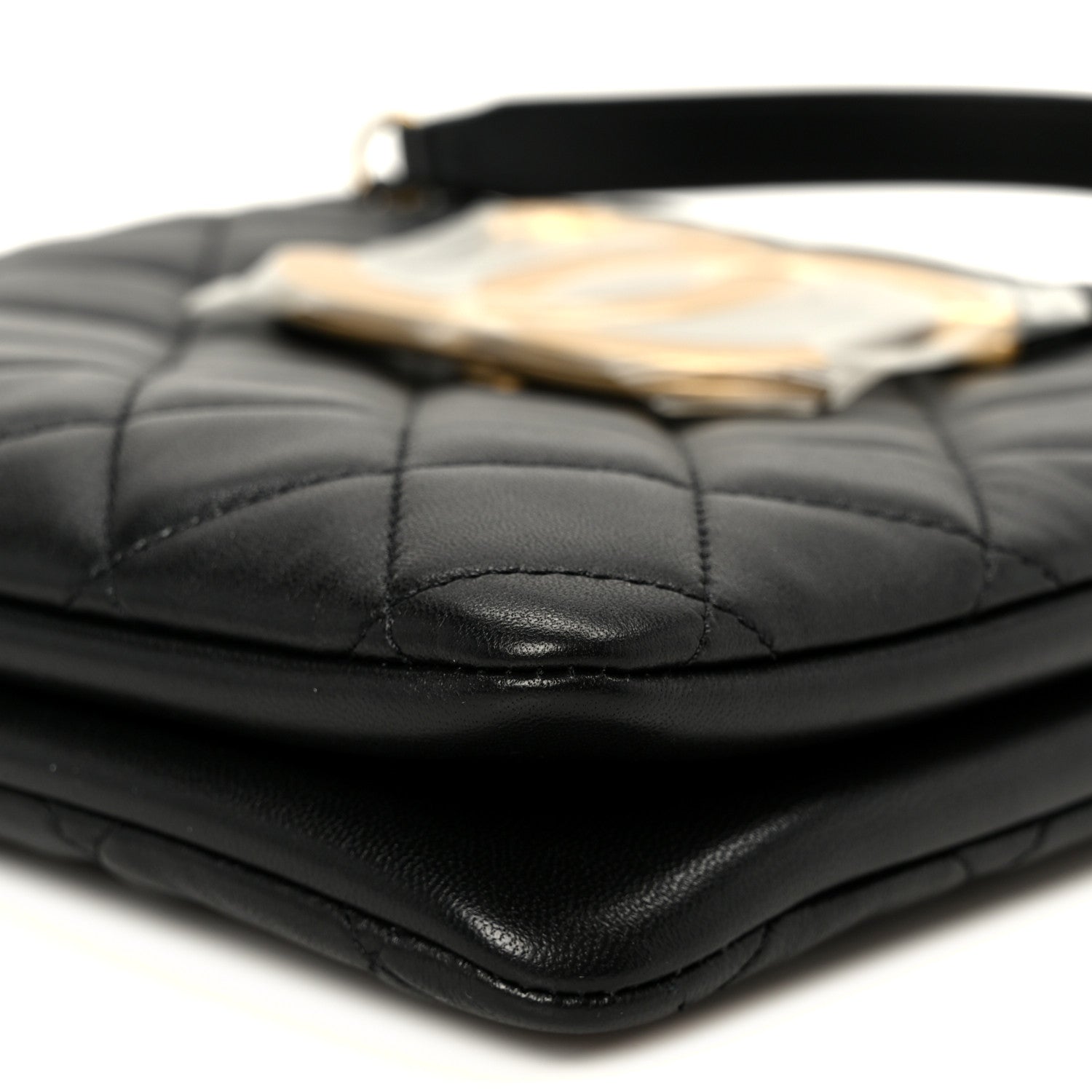 Lambskin Quilted Giant CC Shoulder Bag Black Black