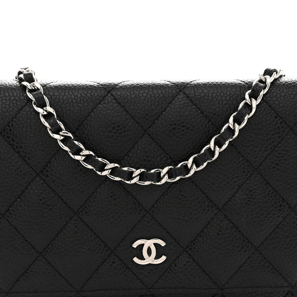 Caviar Quilted Wallet on Chain WOC Black