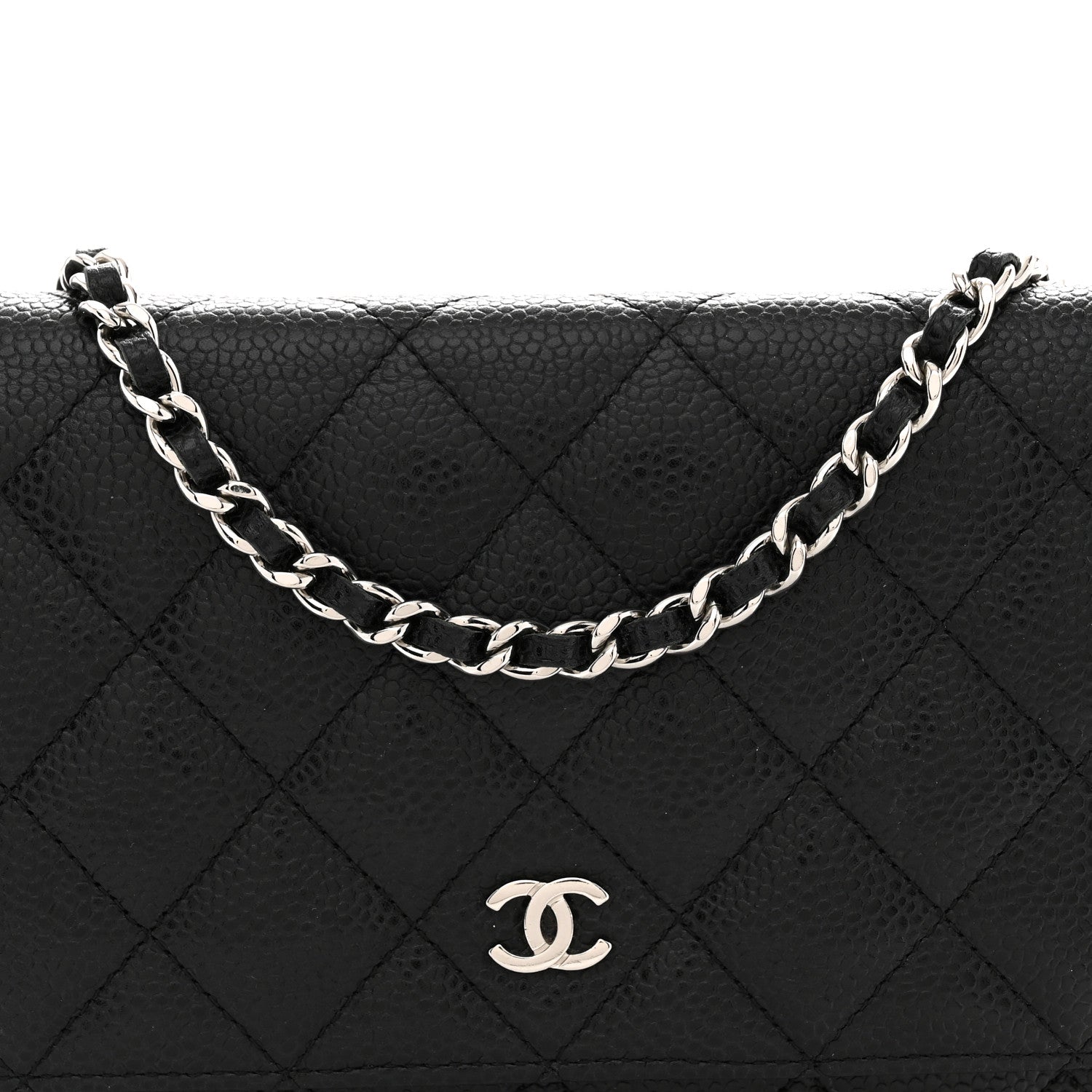 Caviar Quilted Wallet on Chain WOC Black