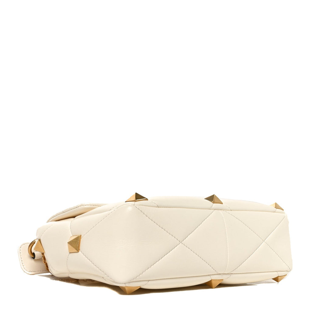Nappa Large Roman Stud Shoulder Bag Ivory