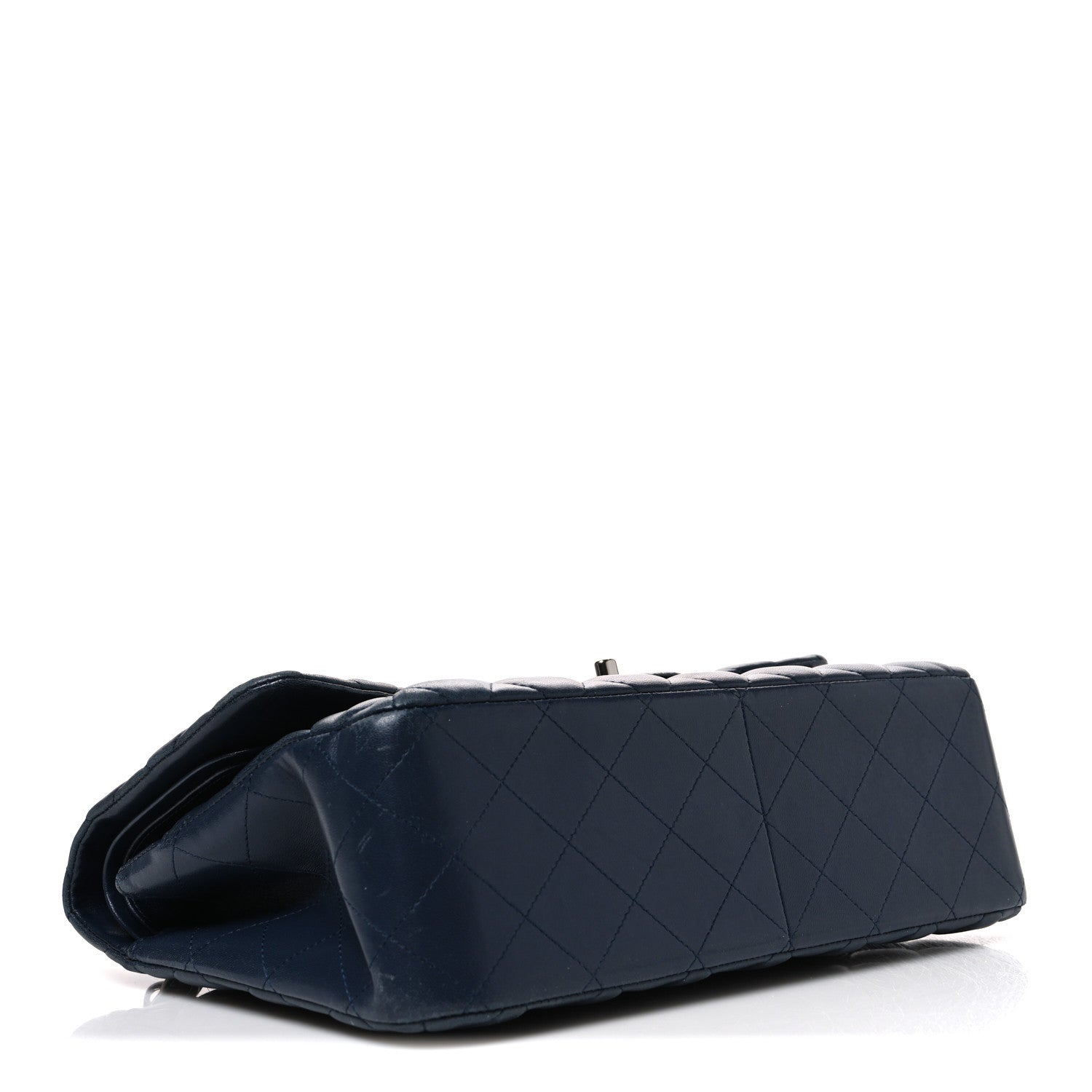 Lambskin Quilted Jumbo Double Flap Navy
