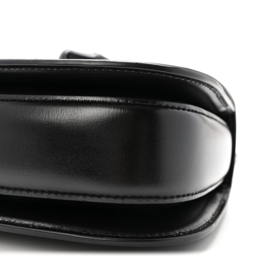 Boarded Dyana Lux Calfskin Web Monochrome Small Bamboo 1947 Top Handle Bag Black