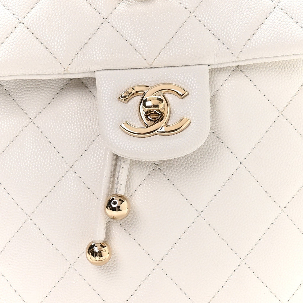 Caviar Quilted Mini Urban Spirit Backpack White White