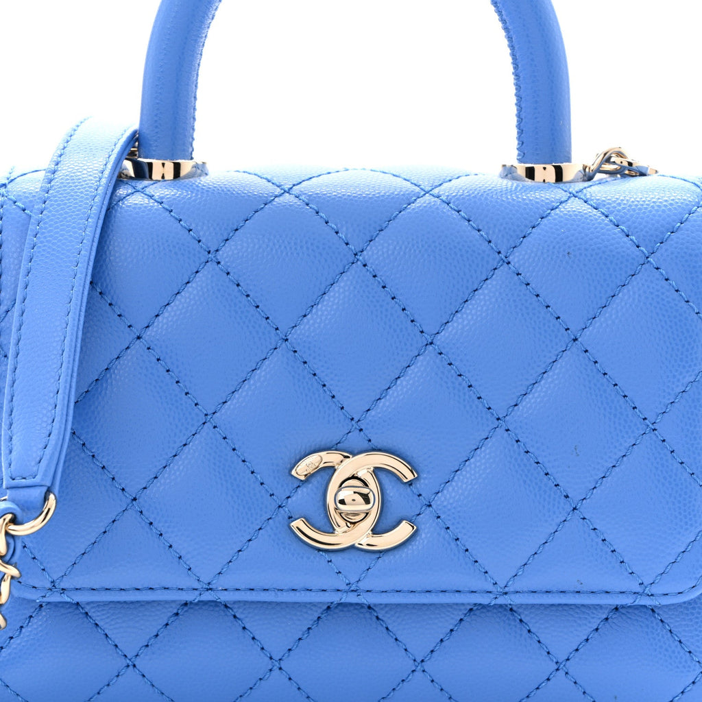 Caviar Quilted Extra Mini Coco Handle Flap Blue