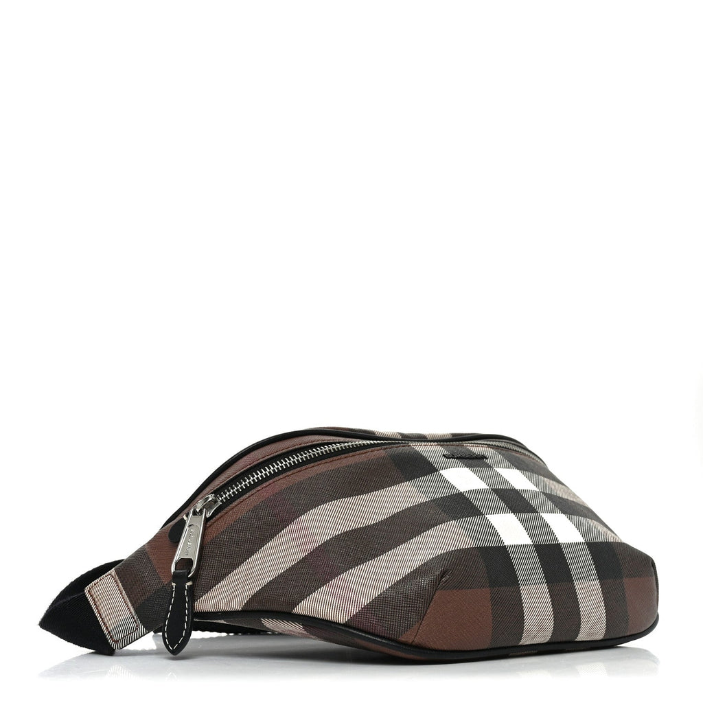 E-canvas Check Bum Bag Dark Birch Brown