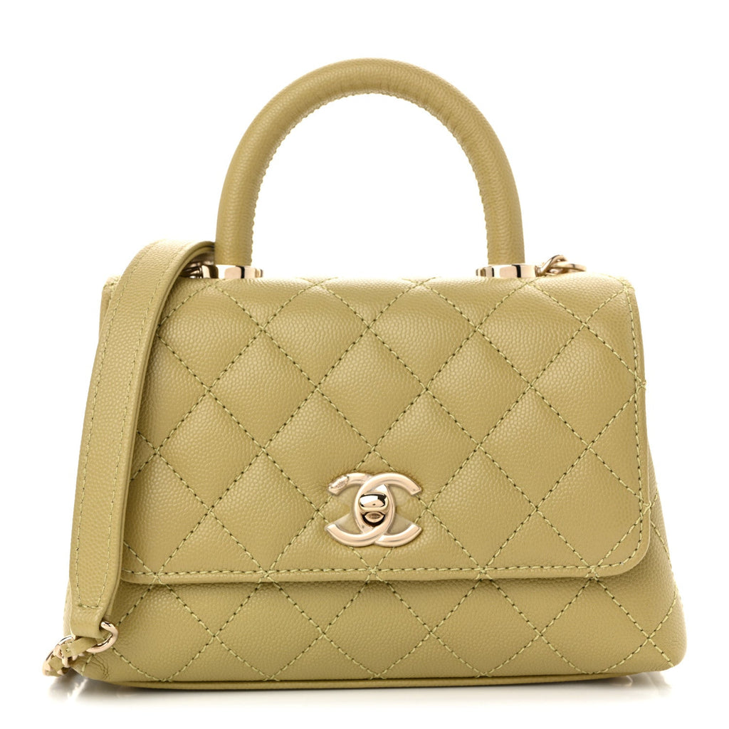Caviar Quilted Extra Mini Coco Handle Flap Light Green