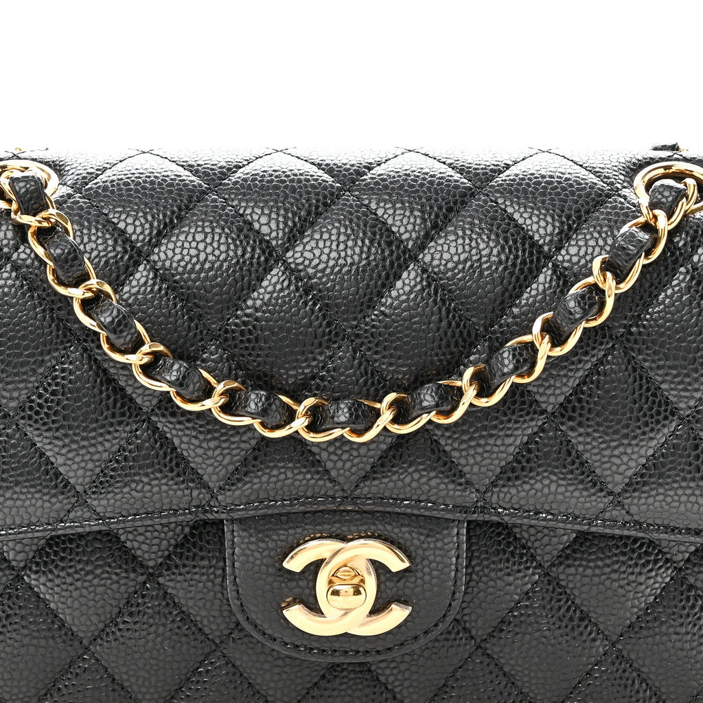 Caviar Quilted Small Double Flap Black