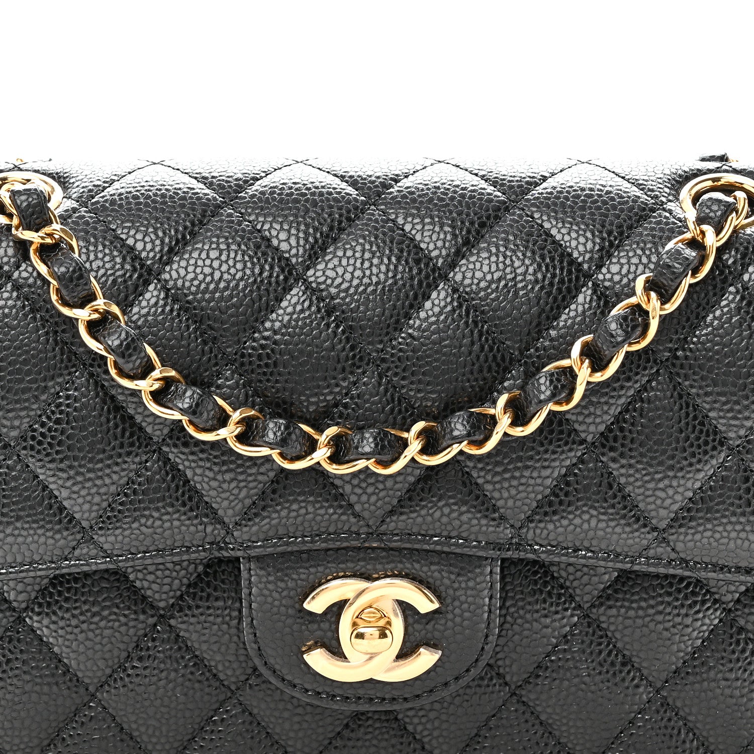 Caviar Quilted Small Double Flap Black