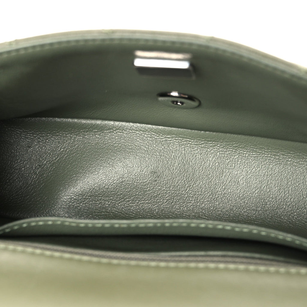 Lambskin Quilted Mini Rectangular Flap Green