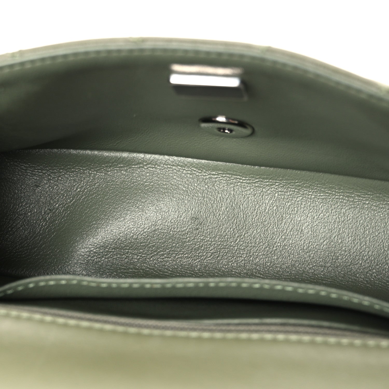 Lambskin Quilted Mini Rectangular Flap Green