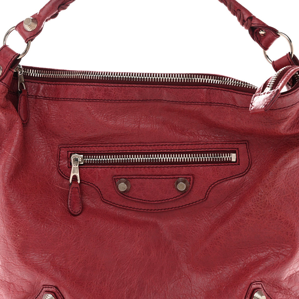 Agneau Giant 12 Silver Hardware Day Hobo Cassis