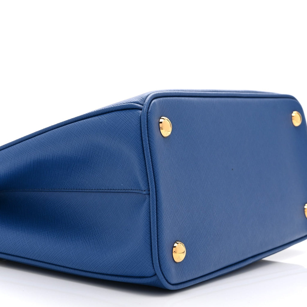 Saffiano Lux Small Galleria Double Zip Tote Bluette