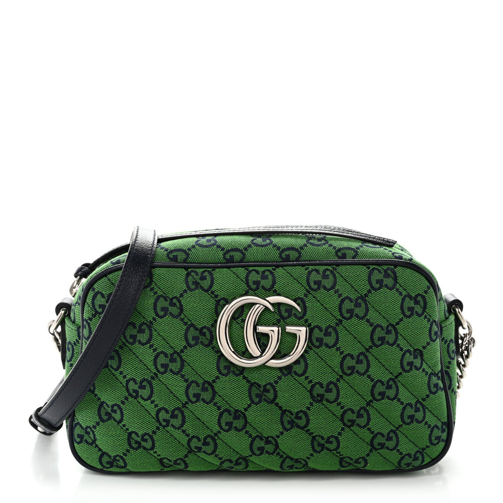 Monogram Multicolor Matelasse Diagonal Small GG Marmont Chain Shoulder Bag Green Blue