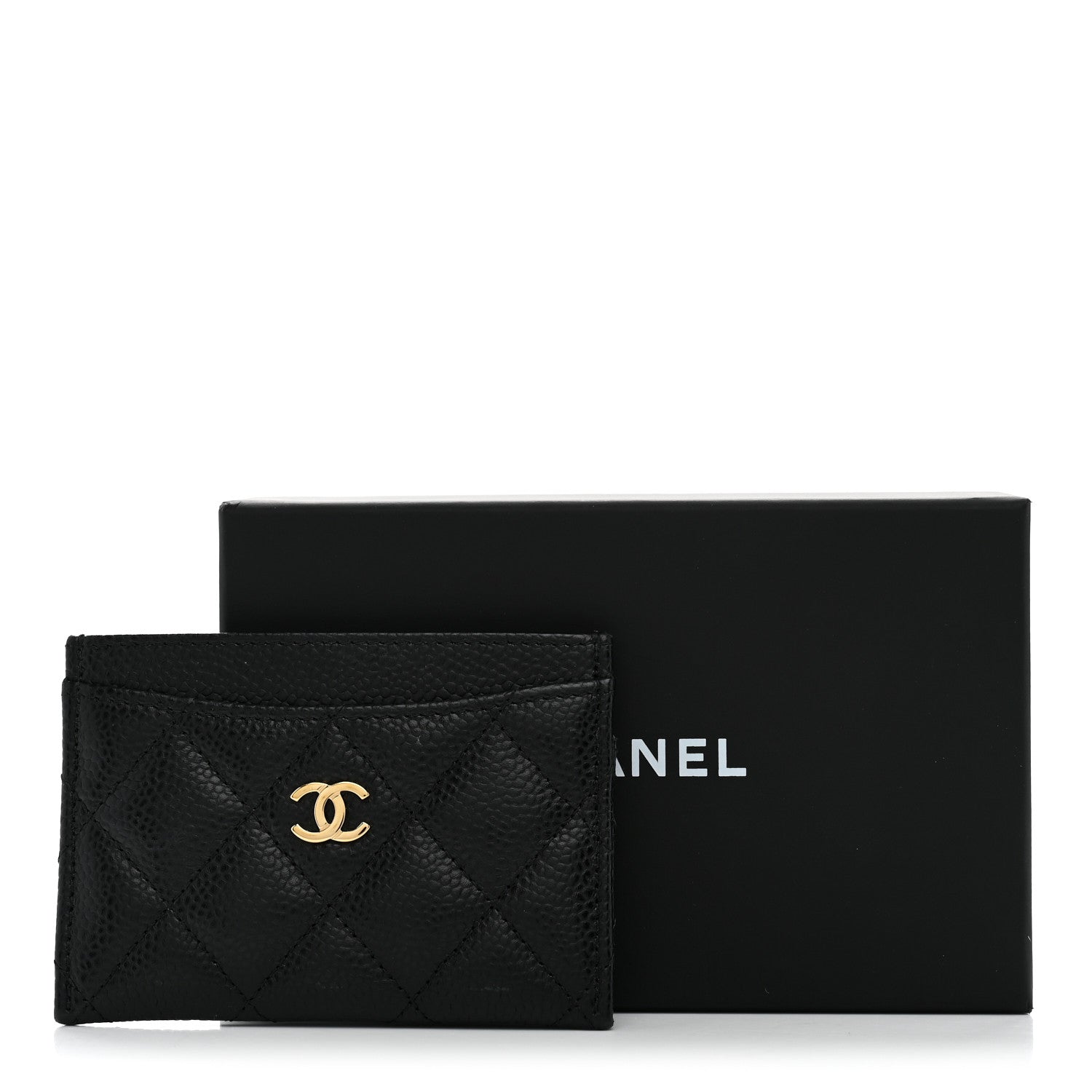 Caviar Quilted Card Holder Black
