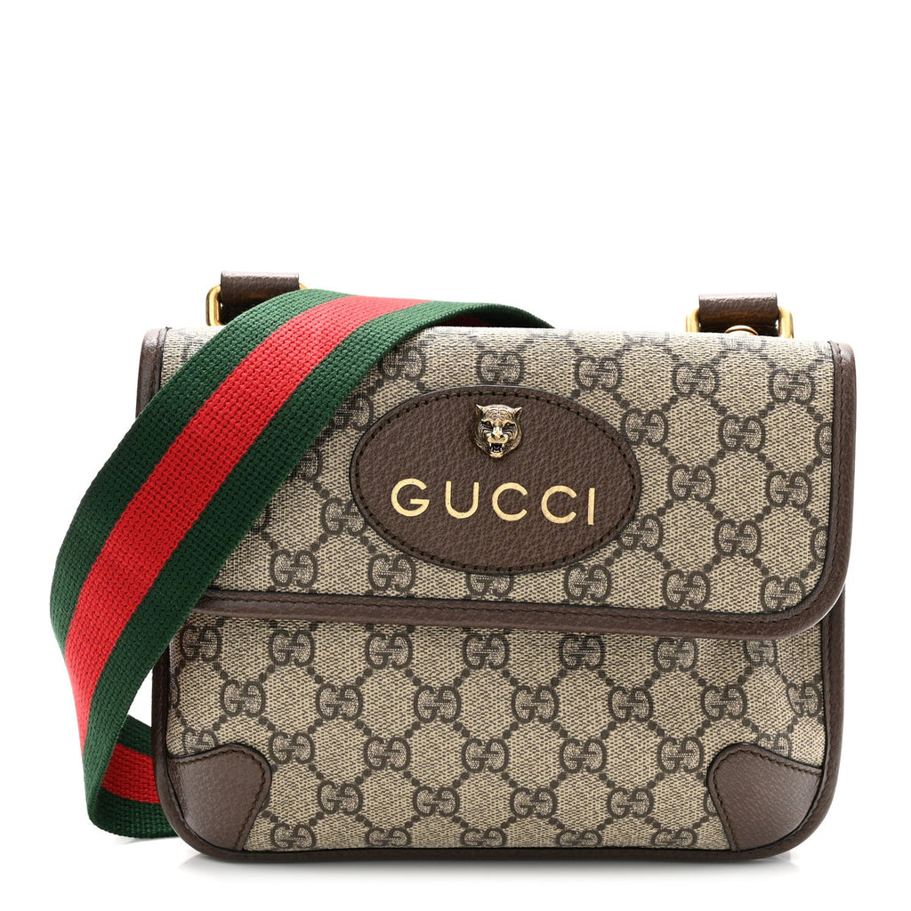 GG Supreme Monogram Web Small Neo Vintage Double Flap Messenger Bag Beige New Acero