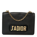Calfskin J'Adior Chain Flap Bag Black