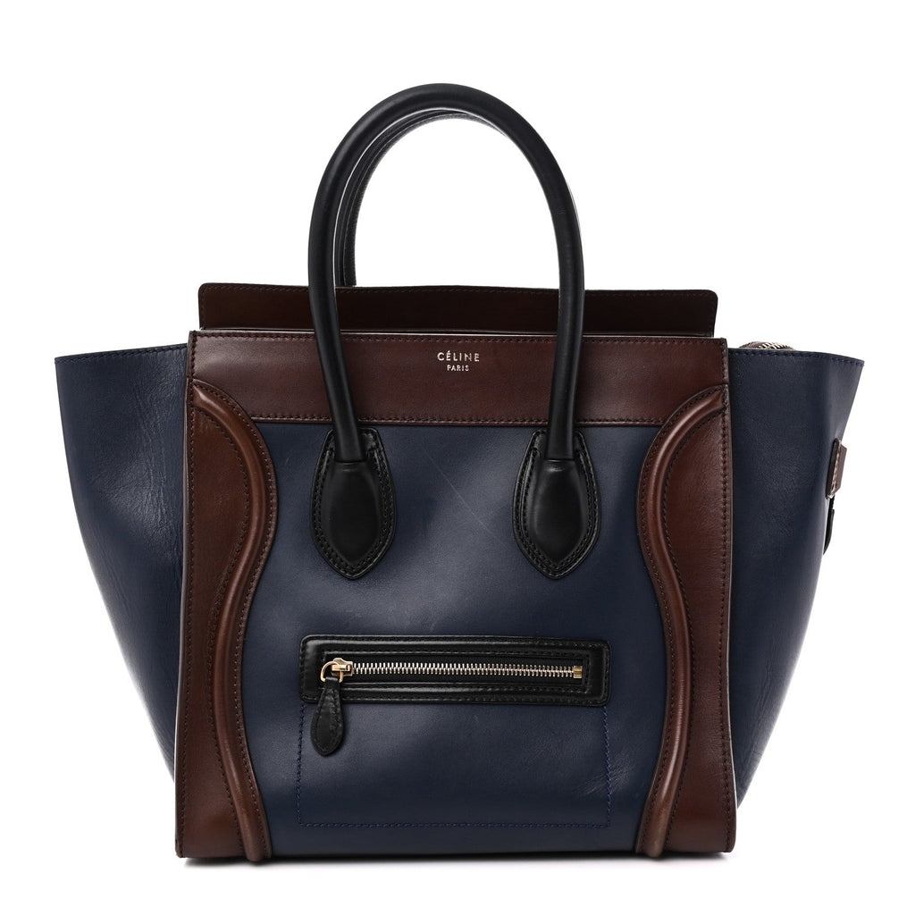 Smooth Calfskin Mini Tri-Color Luggage Navy