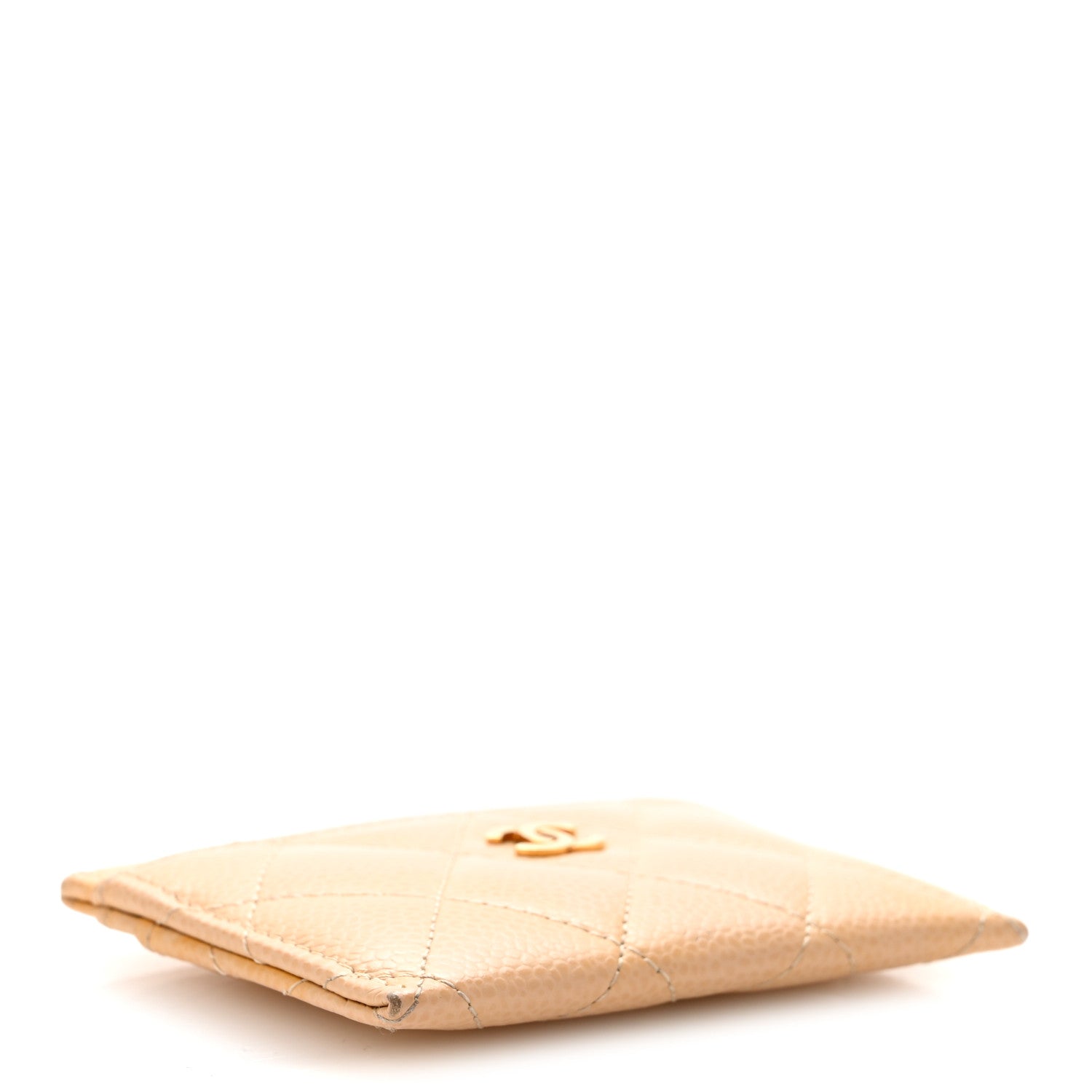 Caviar Quilted Card Holder Beige
