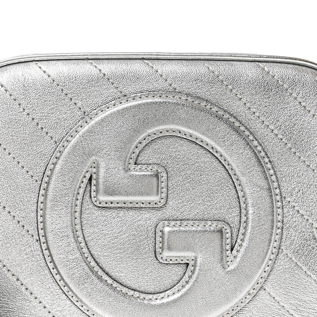 Metallic Sakai Be Green Calfskin Diagonal Stitched Small Blondie Shoulder Bag Silver