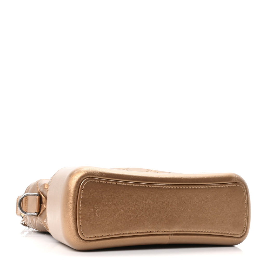 Metallic Lambskin Calfskin Quilted Medium Gabrielle Hobo Gold