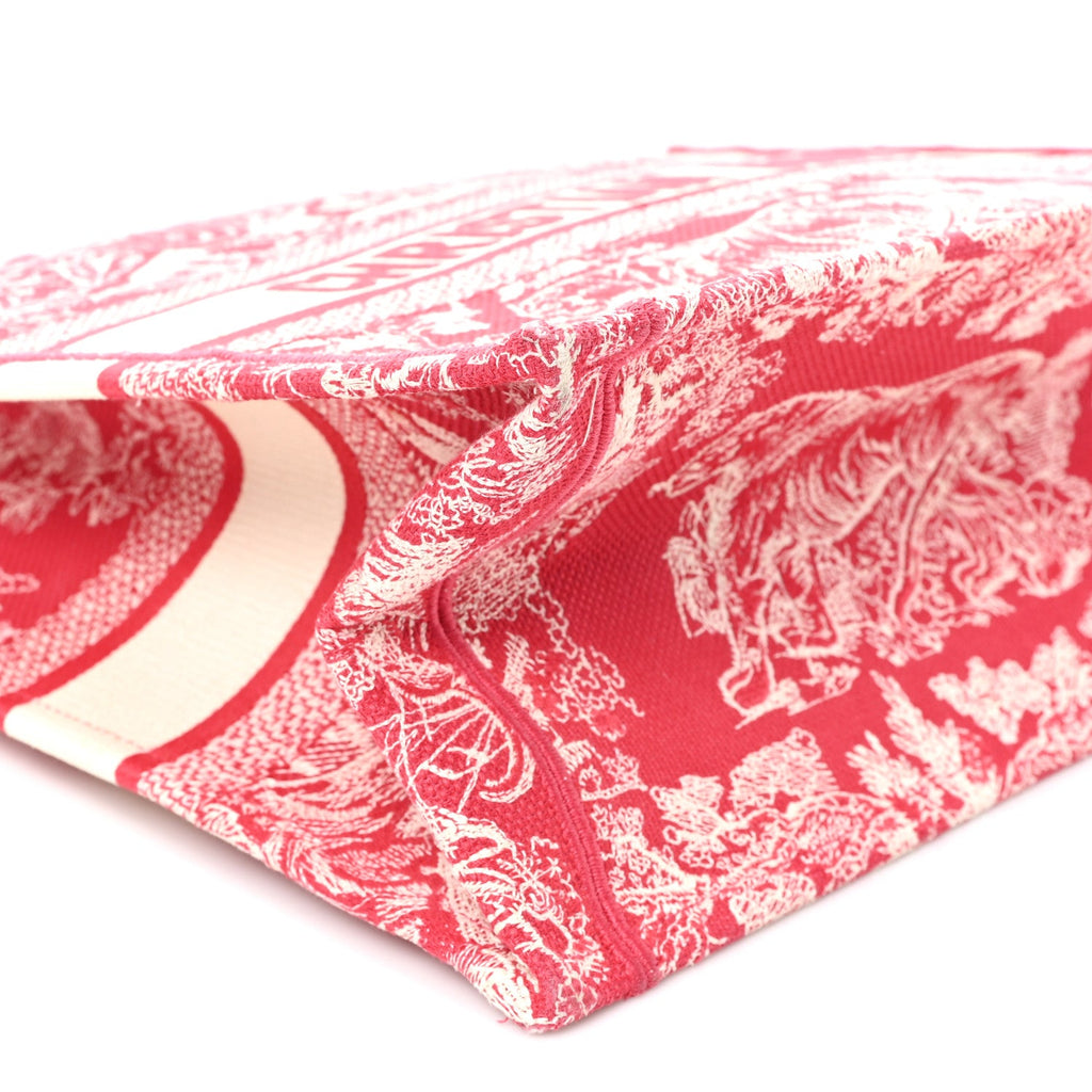 Canvas Embroidered Medium Dioriviera Toile De Jouy Book Tote Raspberry