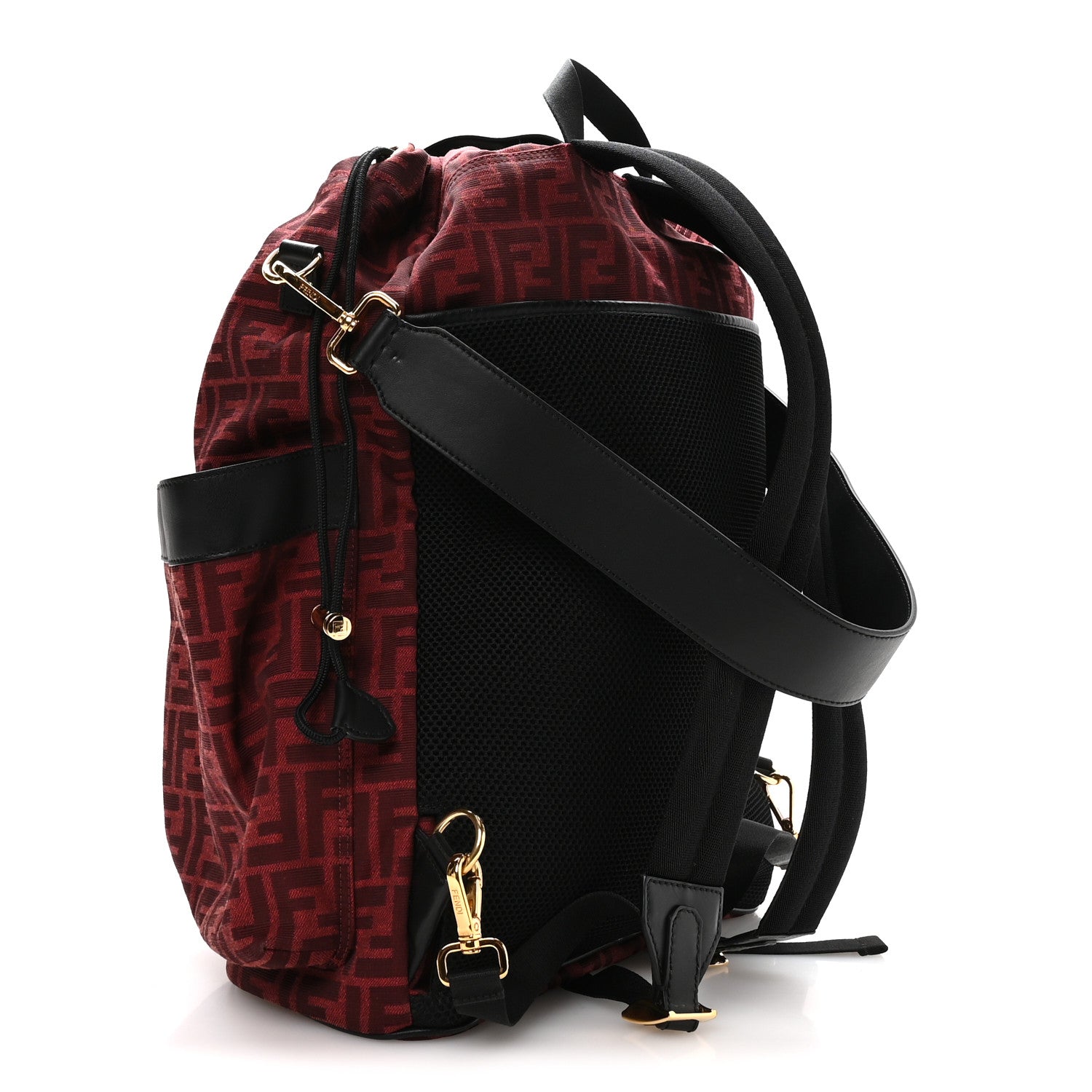 Recycled Fabric Jacquard Vitello Grace FF 1974 Large Fendi Strike Backpack Rosso Marlboro Black