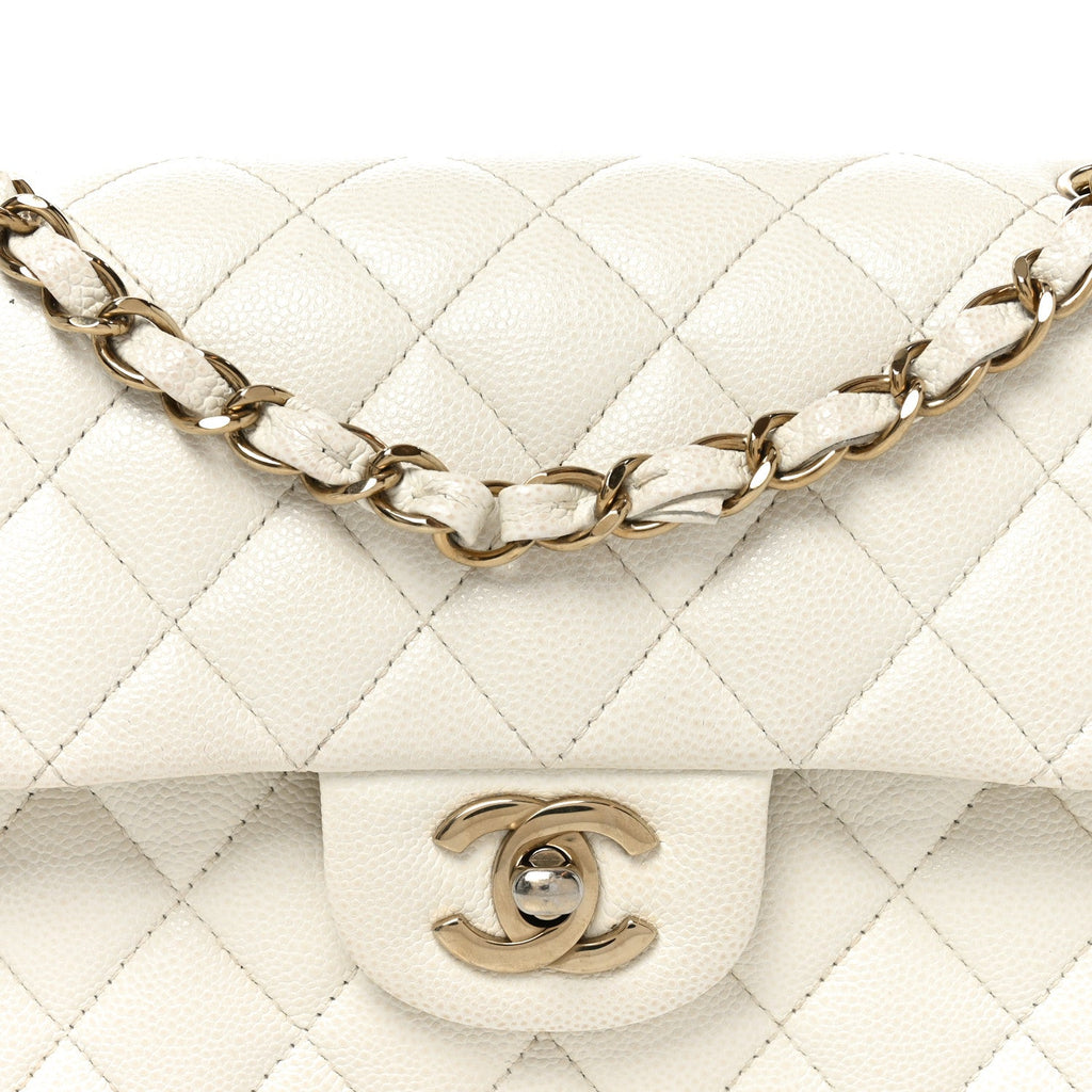 Caviar Quilted Small Double Flap White