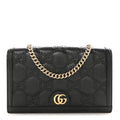 Calfskin GG Matelasse Chain Wallet Black
