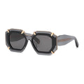 Philipp Plein Sunglasses Geometric Full Rim, Shiny Transparent Grey Frame and Grey Lens SPP098V0819