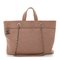 Caviar Quilted Shopping Tote Pink