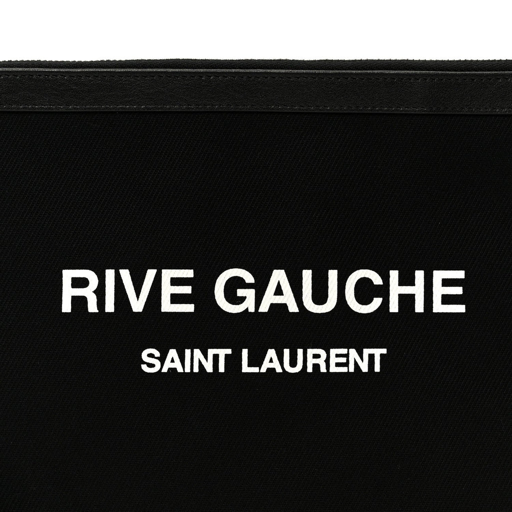Linen Canvas Rive Gauche Zipped Pouch Black