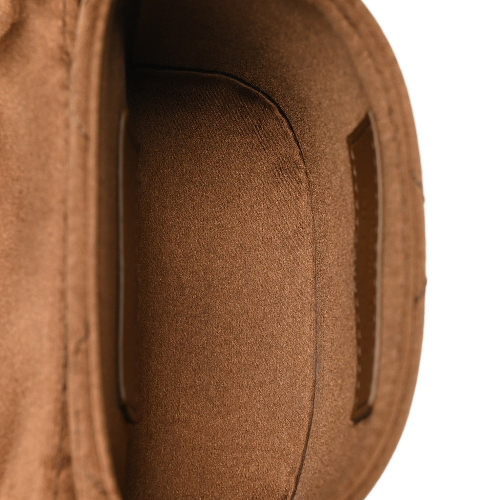 Satin Matelasse Monogram Micro June Box Bag Bitter Cocoa