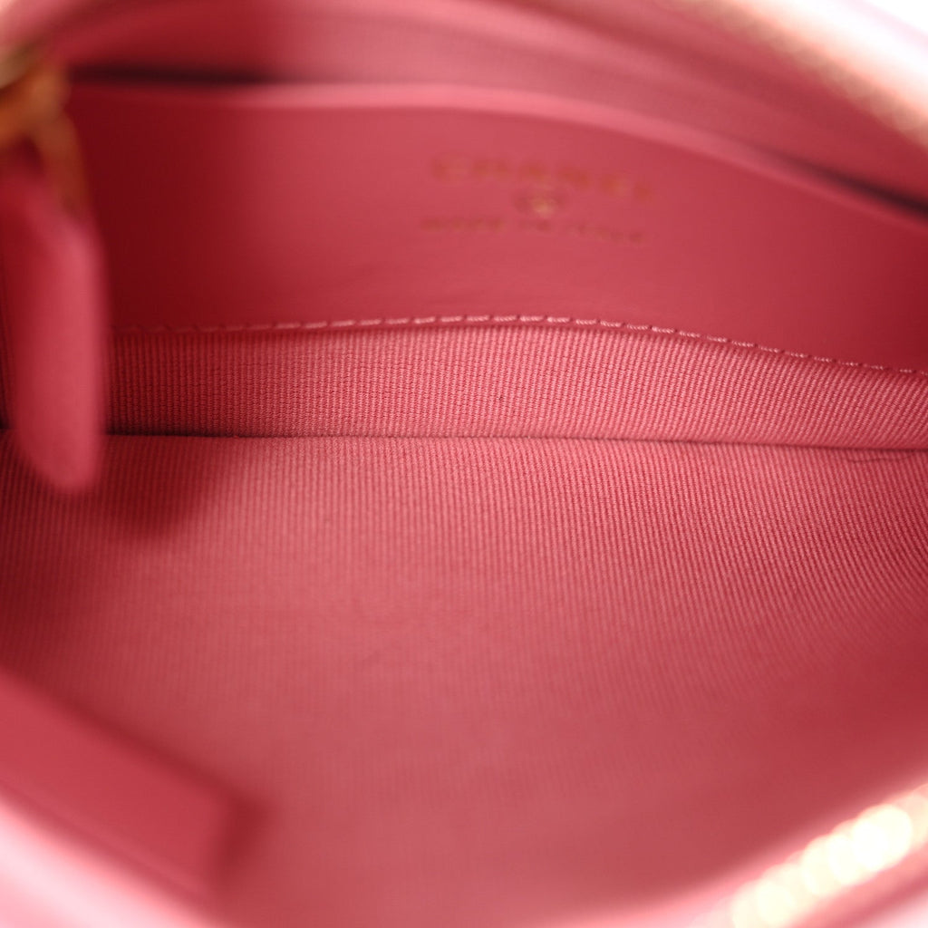 Lambskin Quilted Chain Around Top Handle Mini Bag Pink