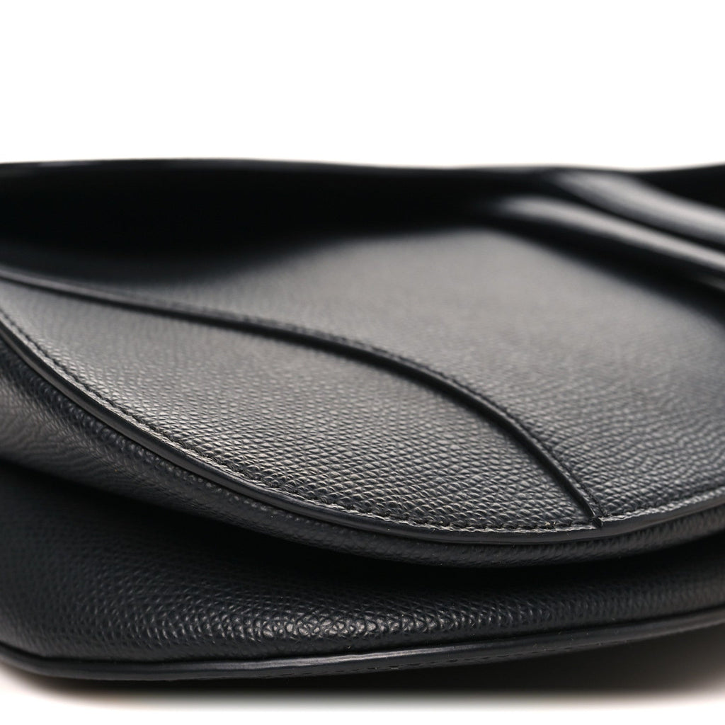 Grained Calfskin Saddle Bag Black
