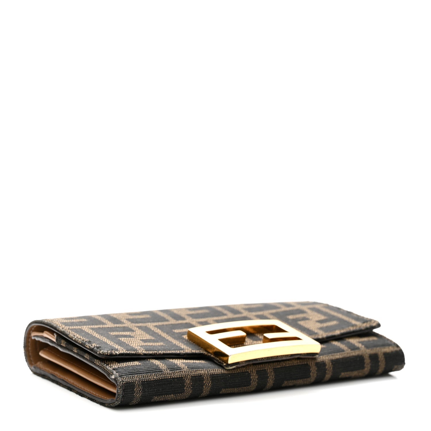 Fabric Jacquard FF 1974 Continental Wallet On Chain Tobacco Moro