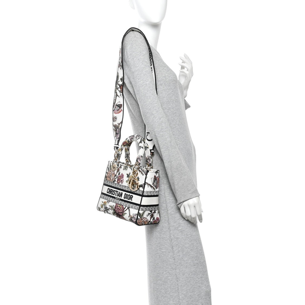 Canvas Embroidered Jardin Botanique Medium Lady D-Lite White Multicolor