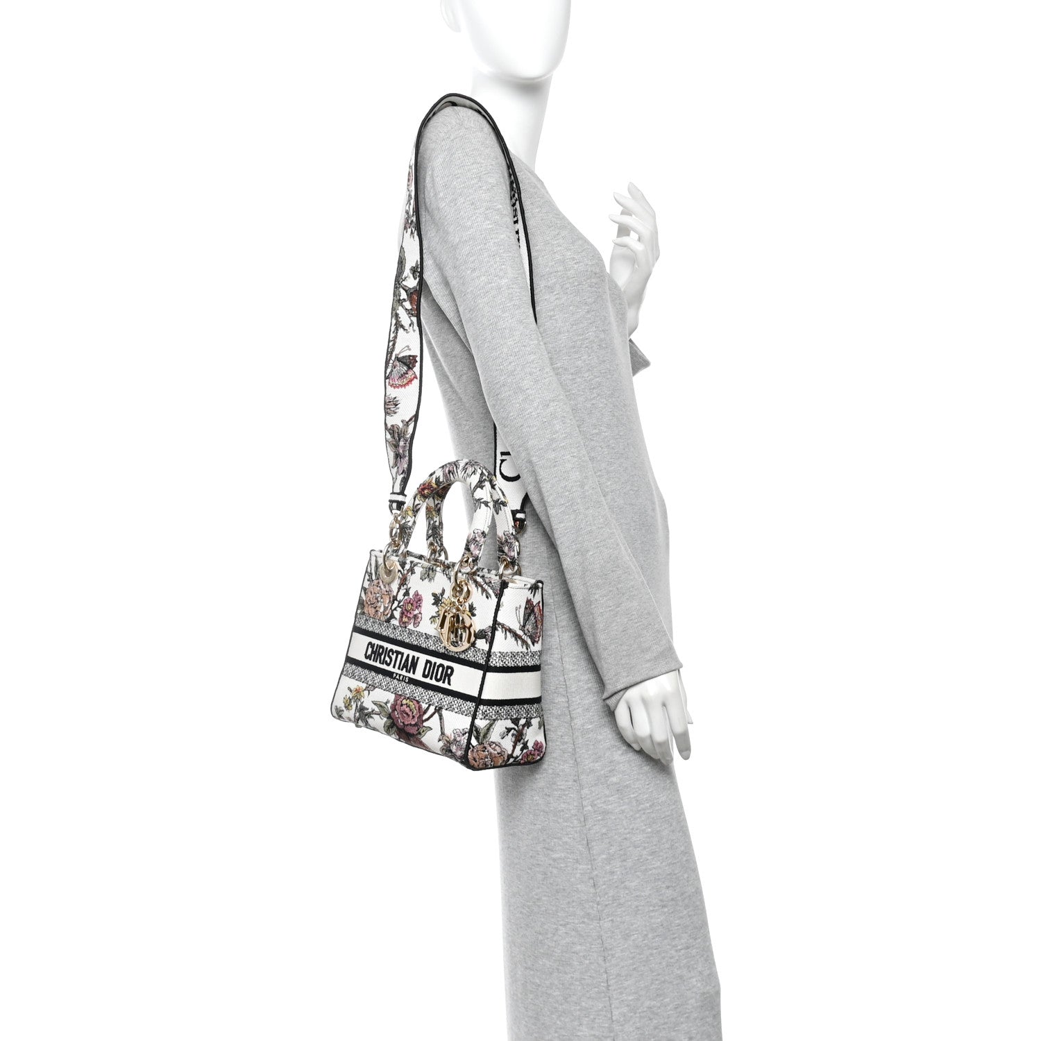 Canvas Embroidered Jardin Botanique Medium Lady D-Lite White Multicolor