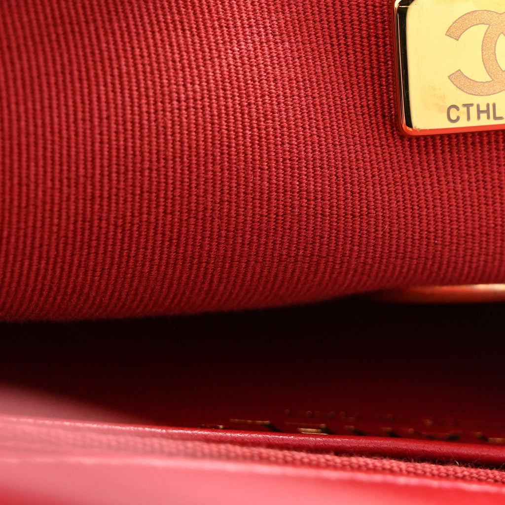 Calfskin Quilted Mini Charms Flap Red