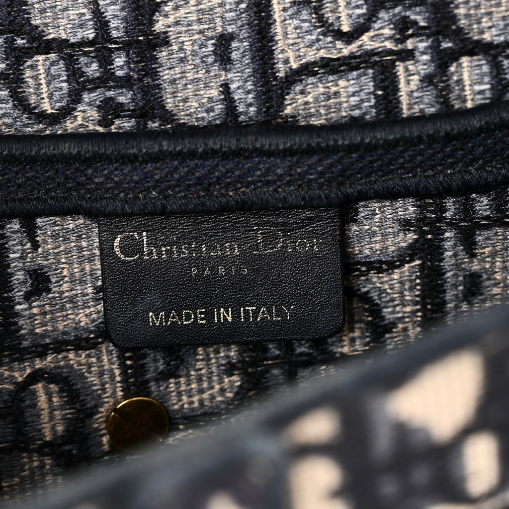 Oblique Embroidered Saddle Bag Blue