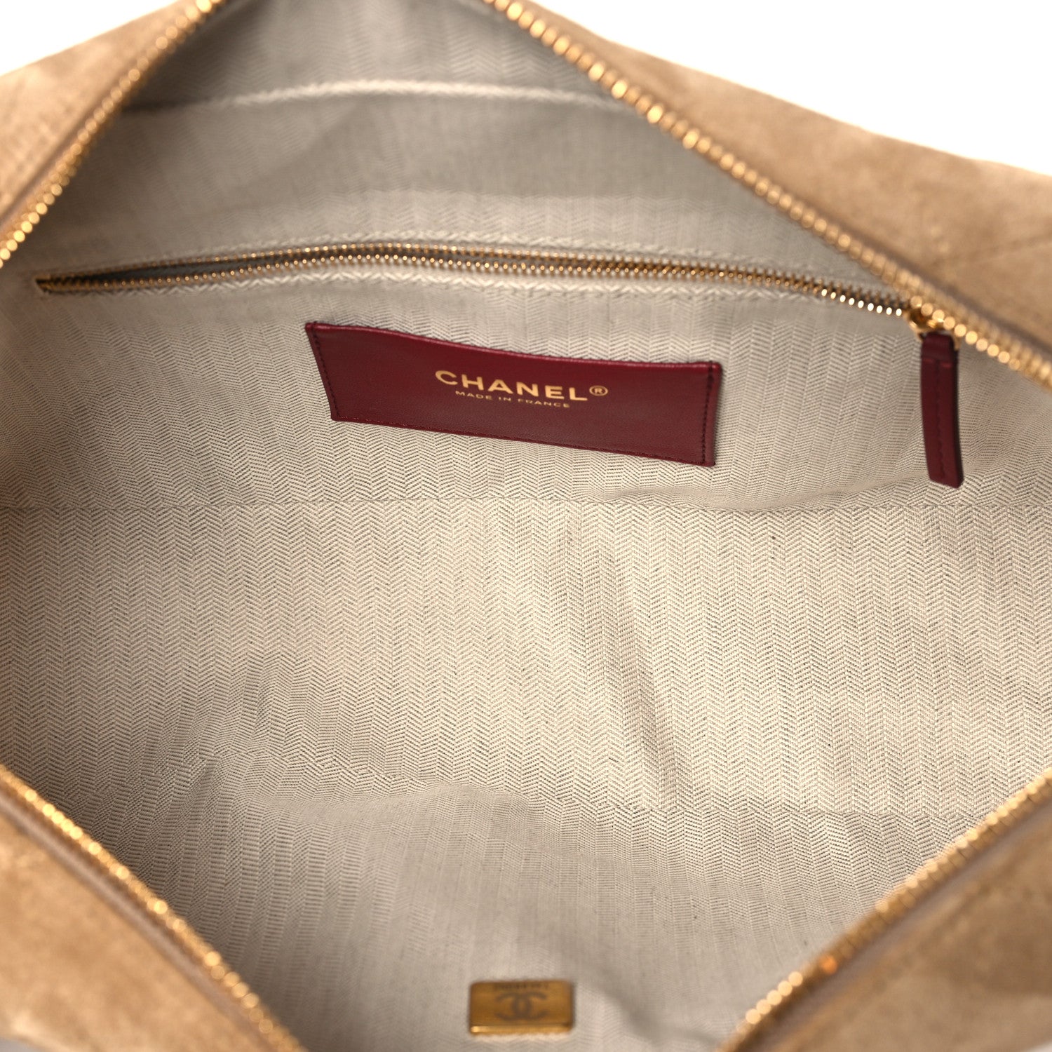 Suede Calfskin Quilted Camerissimo Camera Case Beige