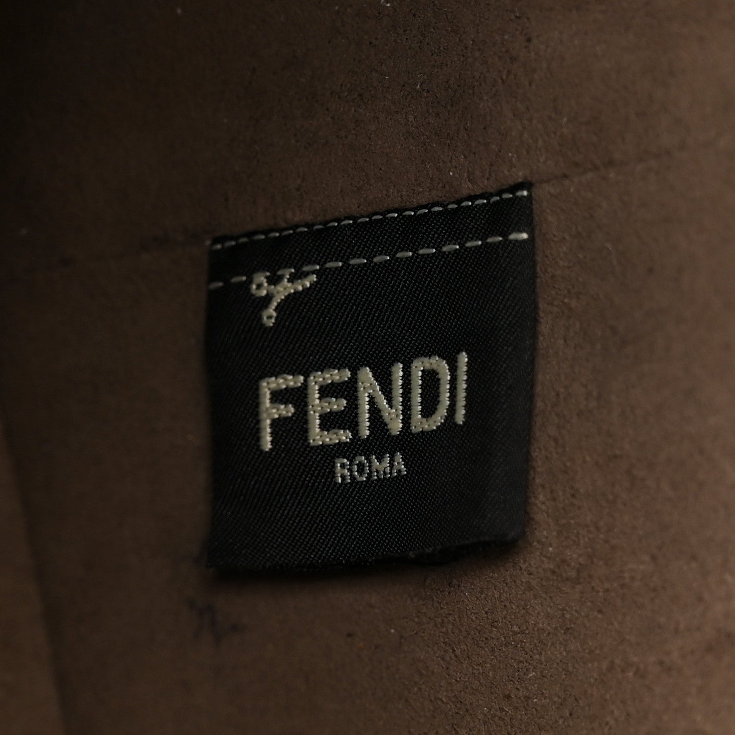 Glazed Fabric Vitello Grace F is Fendi FF 1974 Stamp Patch Grande Mon Tresor Bucket Bag Mogano Panna Black