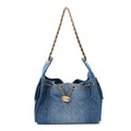 Washed Denim Quilted Small Chanel 25 Handbag Blue