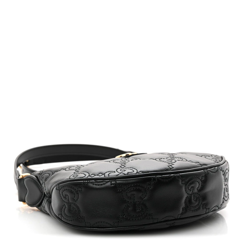Calfskin GG Matelasse Mini Hobo Shoulder Bag Black