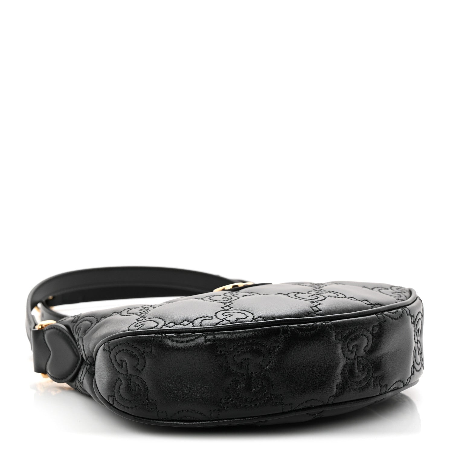 Calfskin GG Matelasse Mini Hobo Shoulder Bag Black